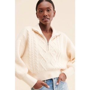 Urban Outfitters Lizzie Cream Half Zip Sweater